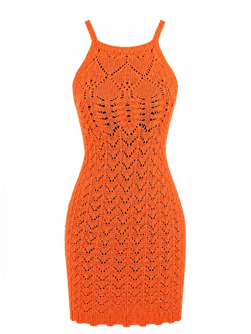 NWT MANGO MINI ORANGE CROCHET DRESS